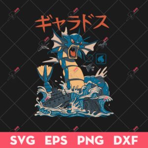 Flying Water Kaiju SVG, Pokemon Gyarados SVG, Anime SVG