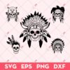 Indian Skull Bundle SVG, Indian Skull SVG PNG EPS DXF, Skeleton And Skull SVG