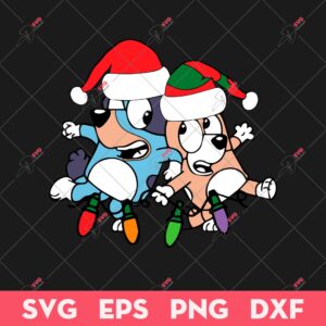 Bluey And Bingo Christmas Lights SVG, Bluey Christmas SVG, Merry Christmas SVG