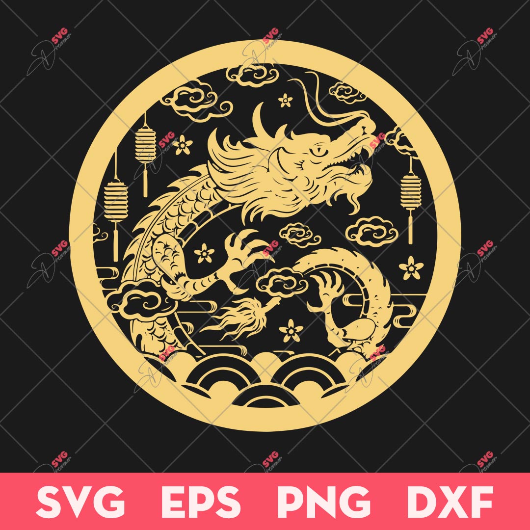 Chinese Lunar Year SVG, 2024 Year Of The Dragon SVG, Dragon 2024 SVG