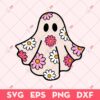 Cute Flower Ghost SVG, Cute Ghost Valentine SVG, Valentine's Day SVG