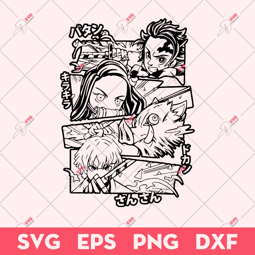 Demon Slayer SVG, Slayer Team Layered SVG, Anime SVG
