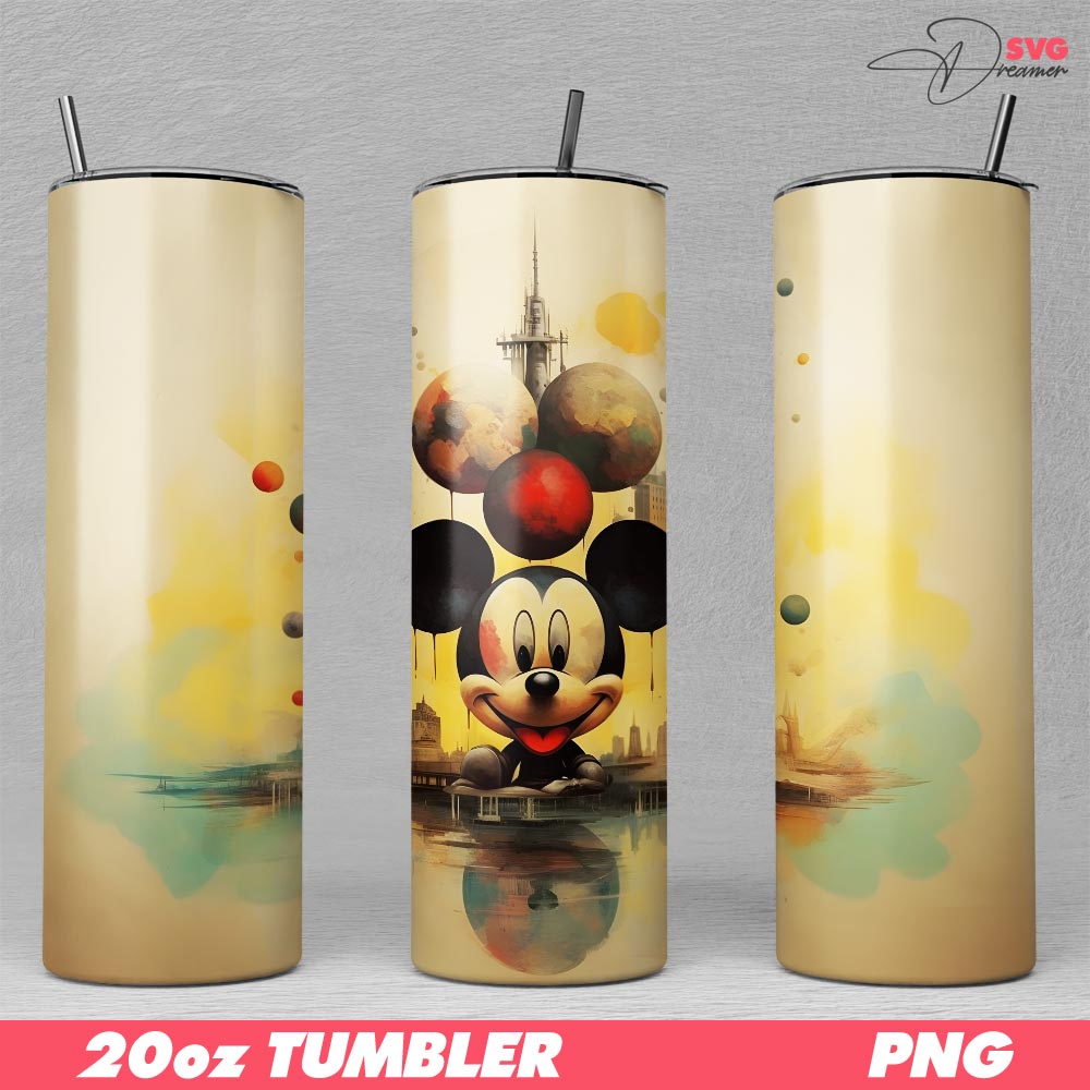 Disney Mickey Mouse Tumbler Skinny Template PNG