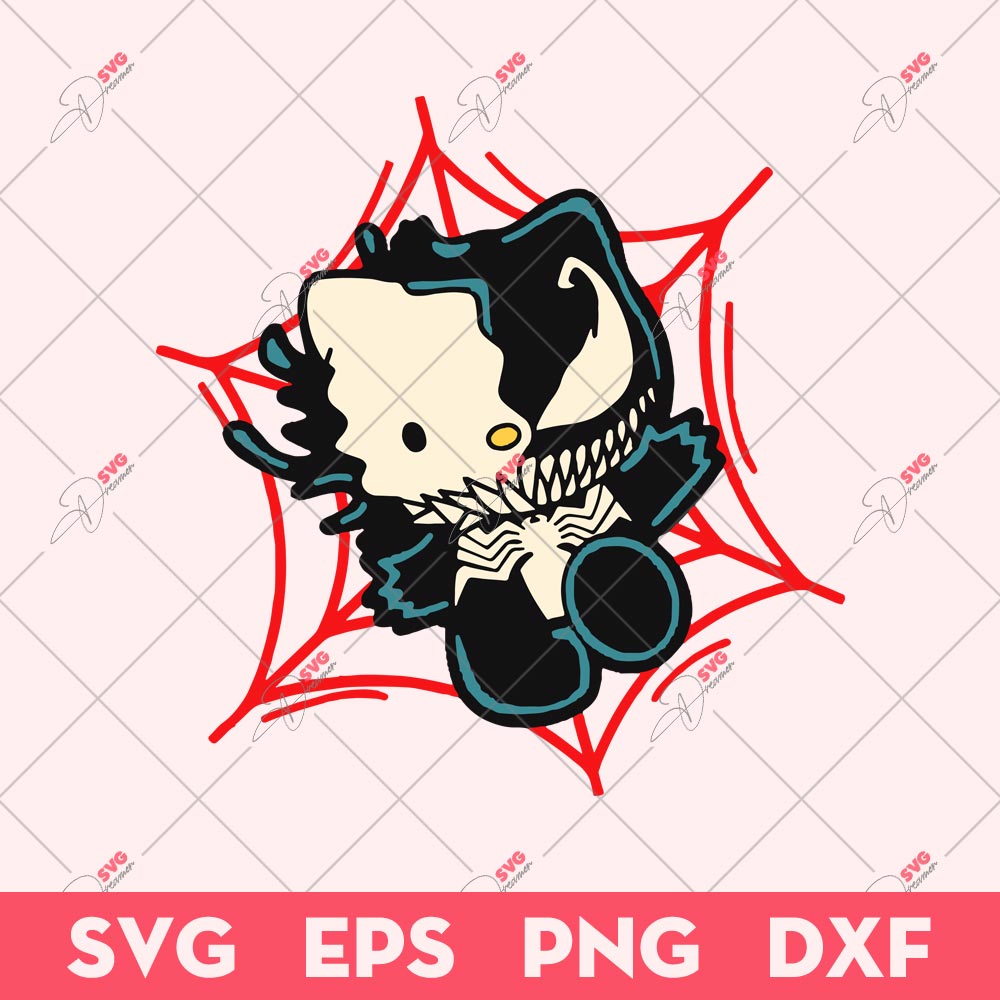 Hello Kitty X Venom SVG, Hello Kitty SVG, Venom SVG