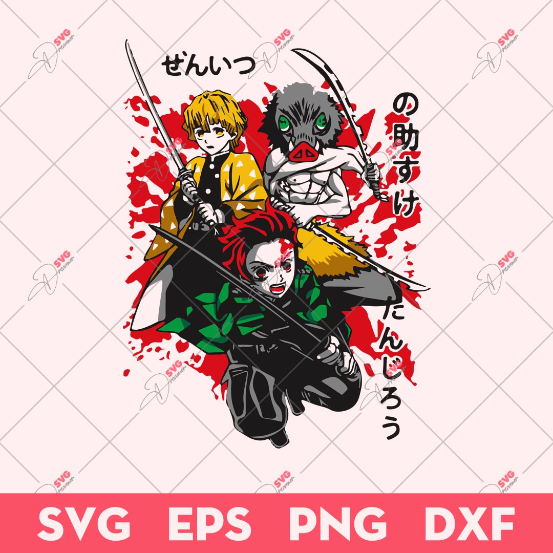 Inosuke Tanjiro Zenitsu SVG, Demon Slayer SVG, Anime SVG