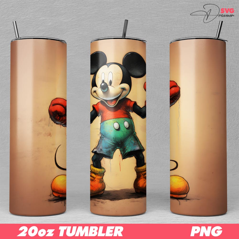 Mickey Mouse Boxing 20oz Tumbler Skinny PNG File