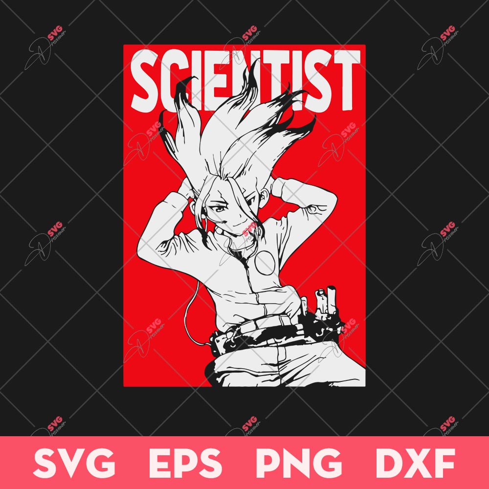 Senku Ishigami Scientist SVG, Dr Stone SVG, Senku Ishigami Manga Anime SVG