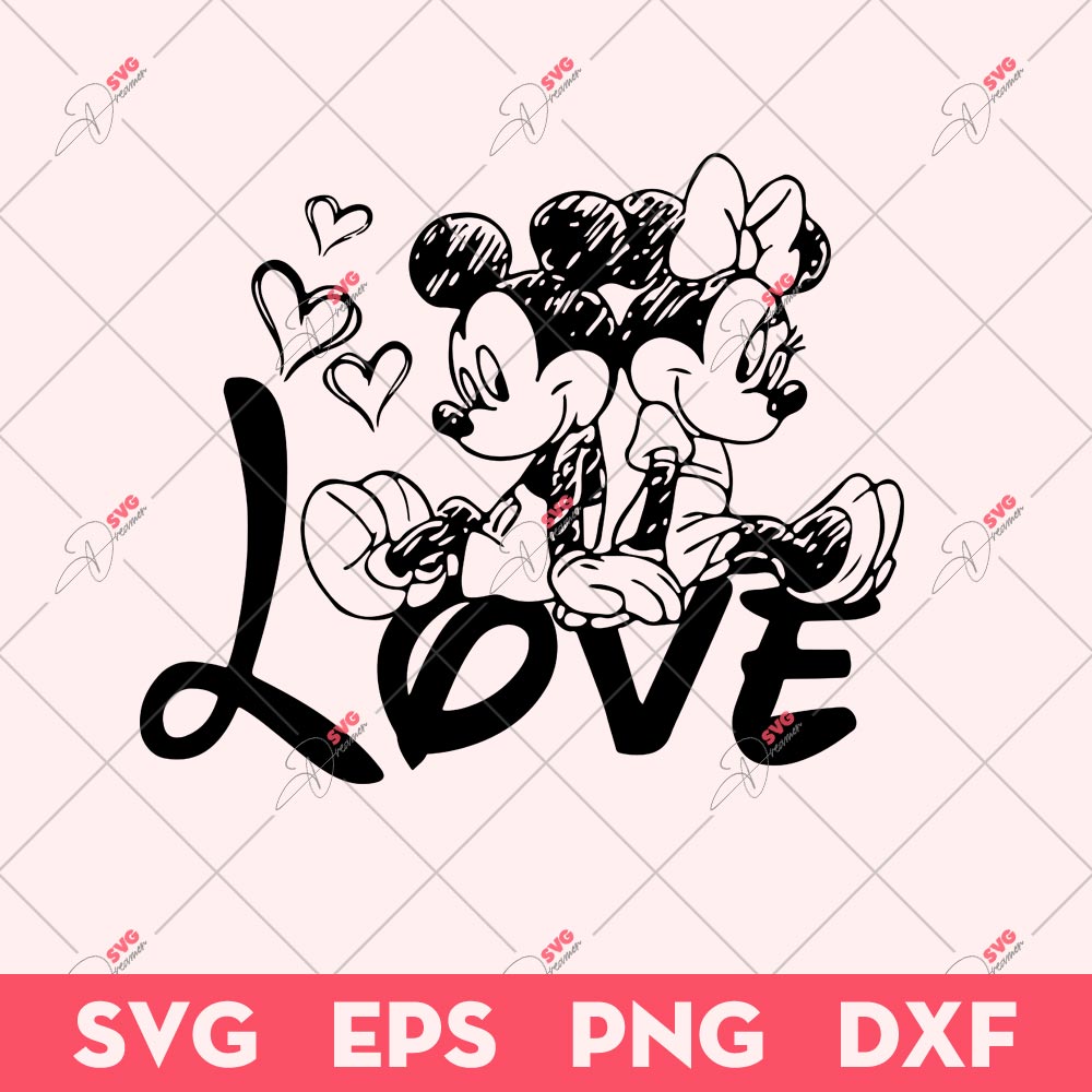Valentine Mickey And Minnie Mouse SVG, Disney Valentine SVG, Mickey Minnie SVG