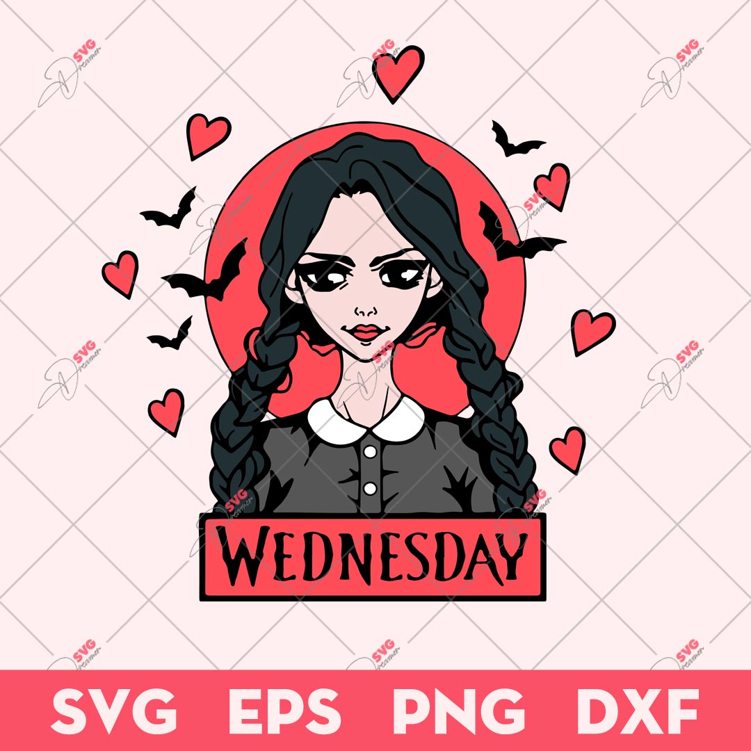 Wednesday Addams Valentine SVG, Wednesday Addams SVG, Valentine's Day SVG