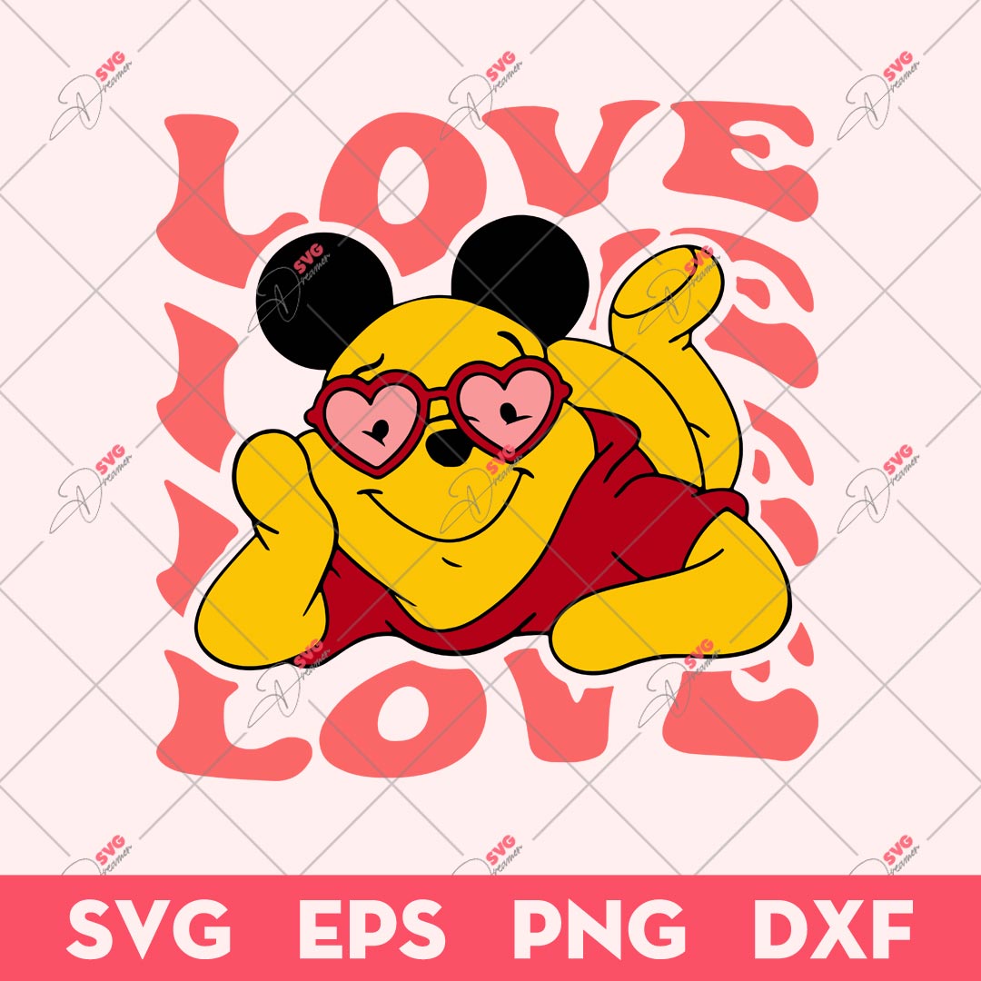 Winnie Pooh Love Valentine SVG, Valentine SVG, Winnie Pooh SVG