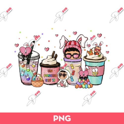 Bad Bunny Easter Coffee PNG, Bad Bunny Un Pascua Sin Ti Coffee Easter PNG