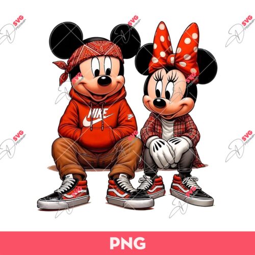 Chicano Cartoon Disney Mickey And Minnie Mouse PNG, Disney Mickey Minnie Mouse Nike PNG, Mickey Minnie Mouse PNG