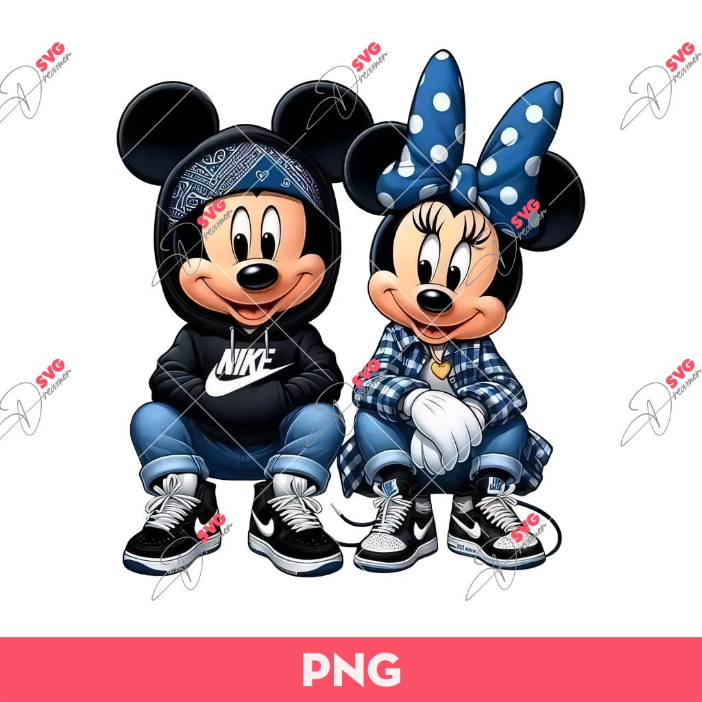 Chicano Cartoon Mickey Minnie Mouse PNG, Disney Mickey And Minnie Nike PNG