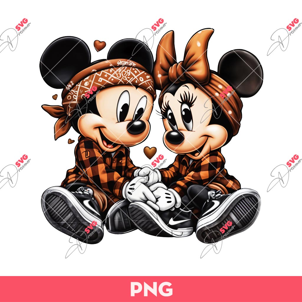 Chicano Mickey Minnie Mouse PNG, Chicano Disney Mouse PNG, Couple Mouse PNG