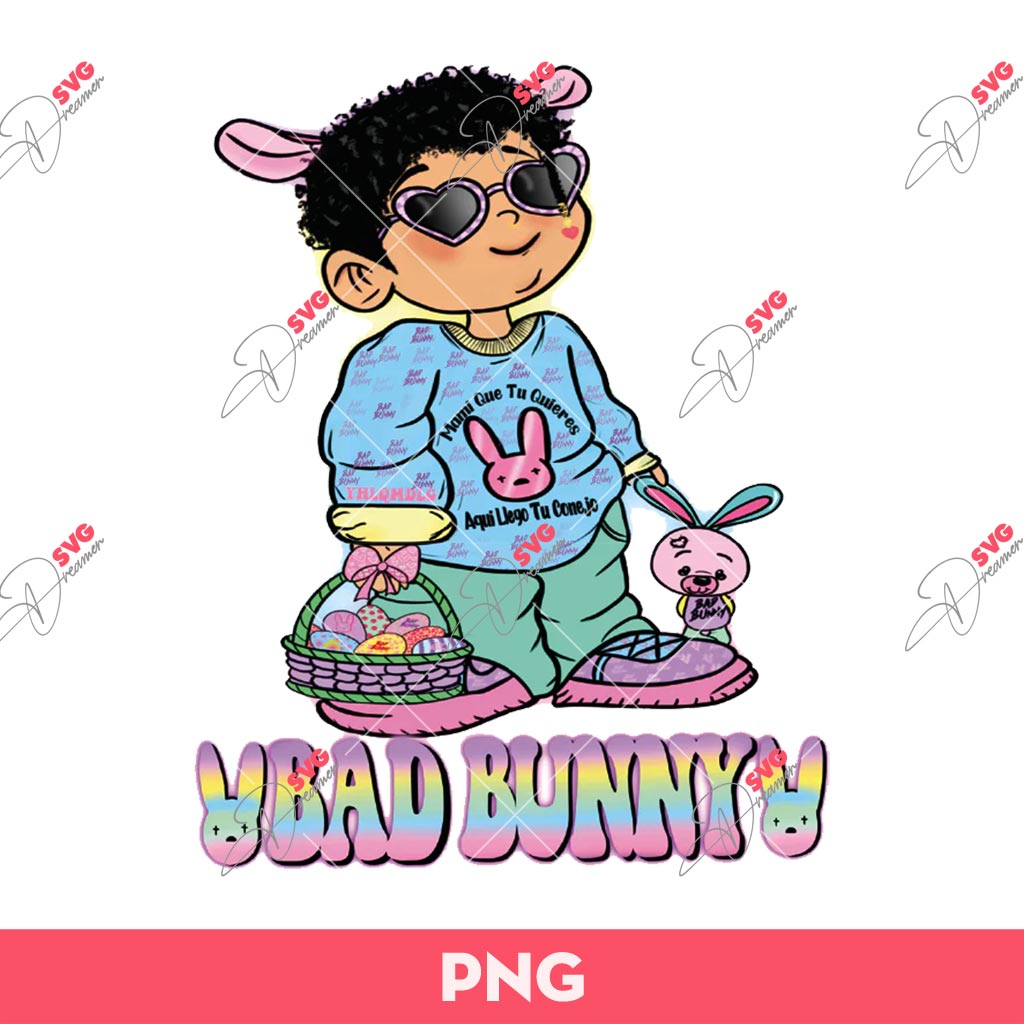 Cute Bad Bunny Easter PNG, Easter PNG, Bad Bunny PNG