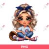 Cute Cartoon Girl Baseball Fan Cubs PNG, Blonde Hair Hazel Eyes Baseball Fans PNG, Messy Bun Girl Fan Cubs PNG