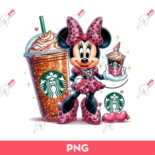 Cute Minnie Mouse Starbucks PNG, Minnie Valentine PNG, Disney Mouse Valentine PNG