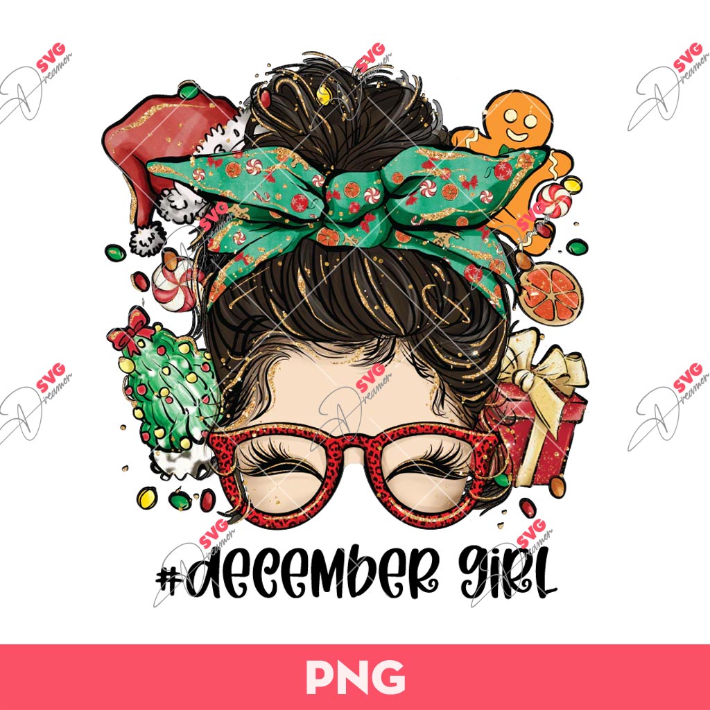 December Girl PNG, Messy Bun December Girl PNG