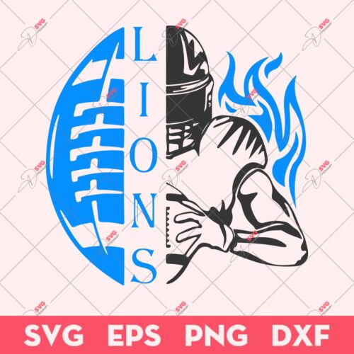 Detroit Lions SVG, Lions Half Football Half Player SVG, Detroit Lions Football SVG