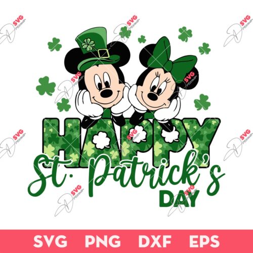 Disney Mickey Minnie Mouse Happy St Patrick's Day SVG, Disney Saint Patrick's Day SVG, Mickey Minnie Patrick's SVG
