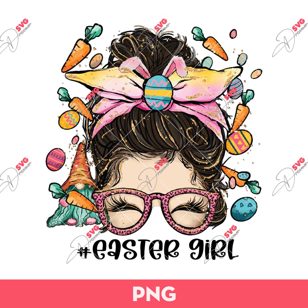 Easter Girl PNG, Messy Bun Easter Girl PNG