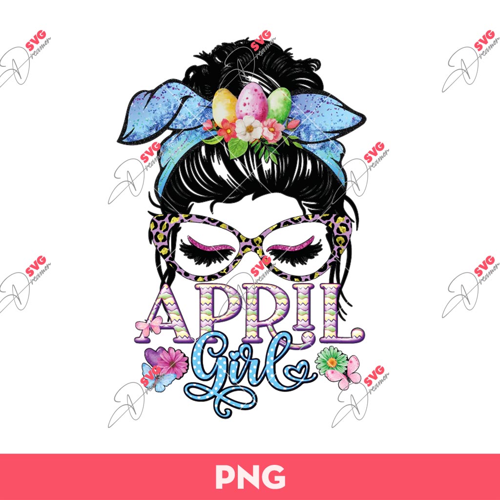 Easter Messy Bun Girl PNG, Messy Bun April Girl PNG, Easter PNG