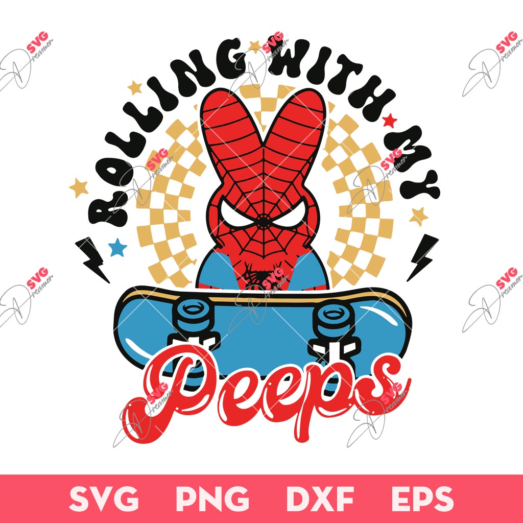 Easter Superhero Rolling With My Peeps SVG, Easter Day Superhero SVG