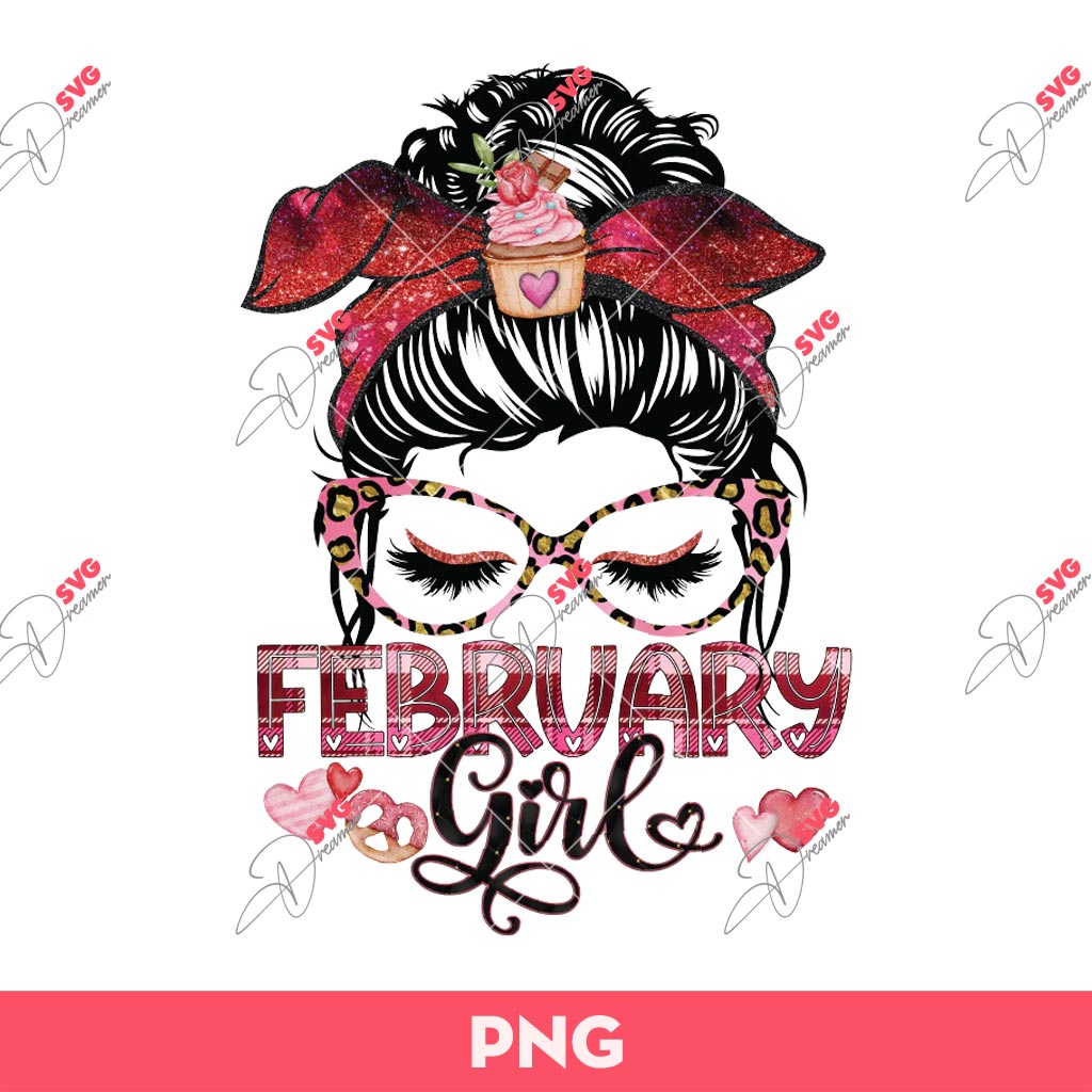 February Girl PNG, Messy Bun February Girl PNG