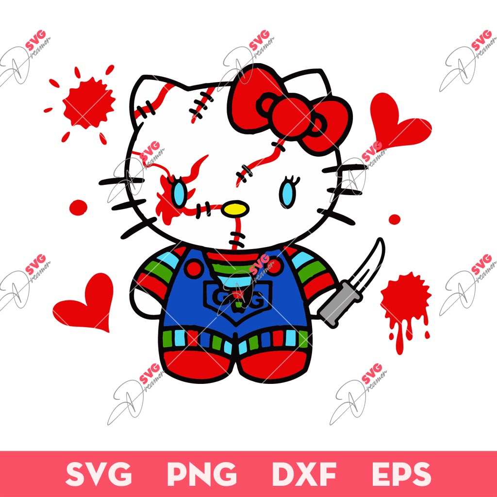 Hello Kitty X Chucky SVG, Horror Kitty SVG, Kitty Chucky SVG