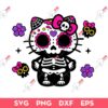 Hello Kitty Day Of The Dead SVG, Hello Kitty Skeleton SVG, Horror Kitty SVG