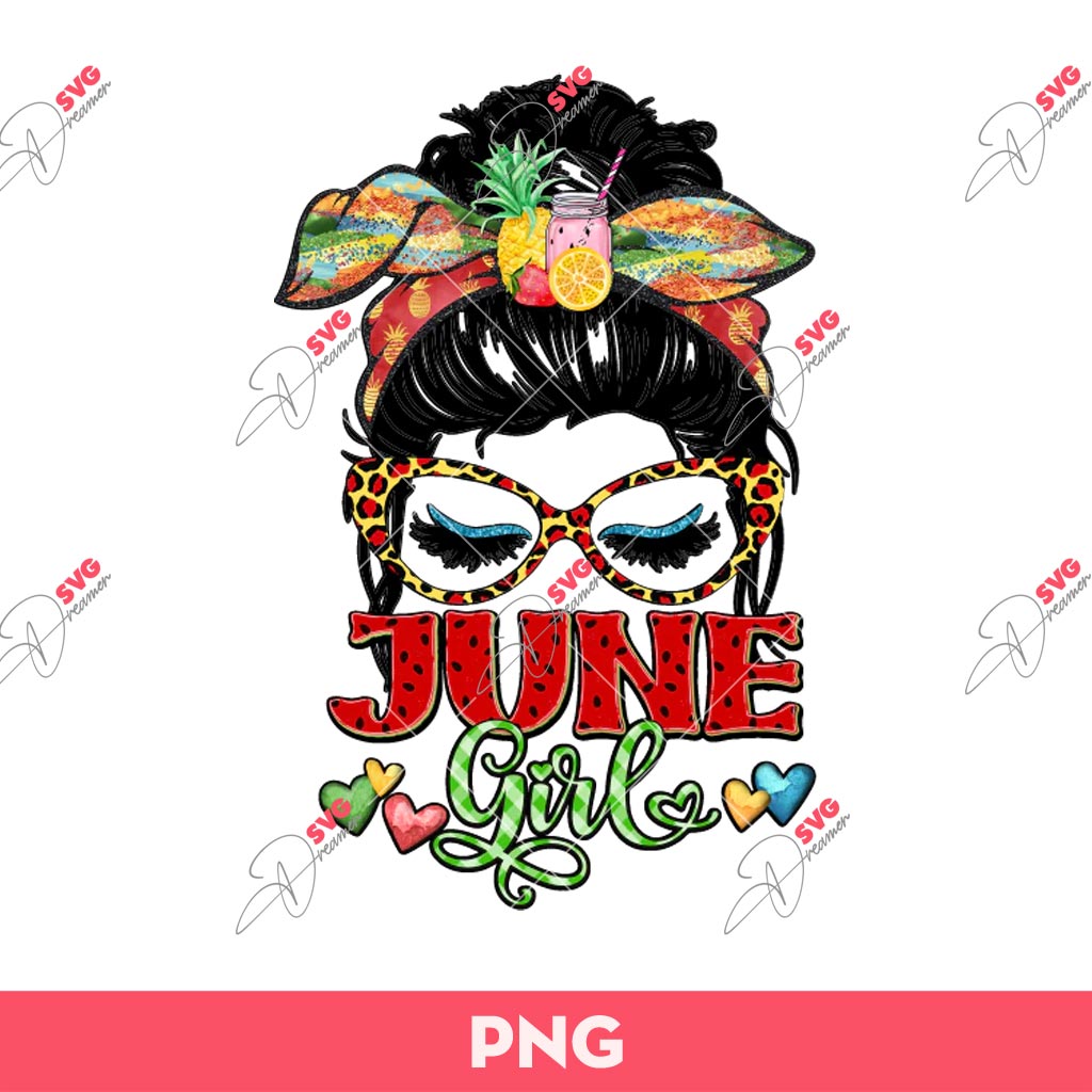June Girl PNG, Messy Bun June Girl PNG