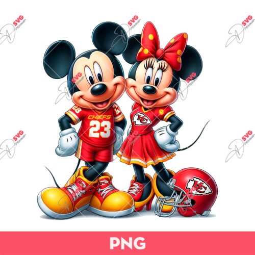 Kansas City Chiefs Mickey Minnie Fans PNG, Disney Football PNG, Mickey And Minnie KC Chiefs PNG
