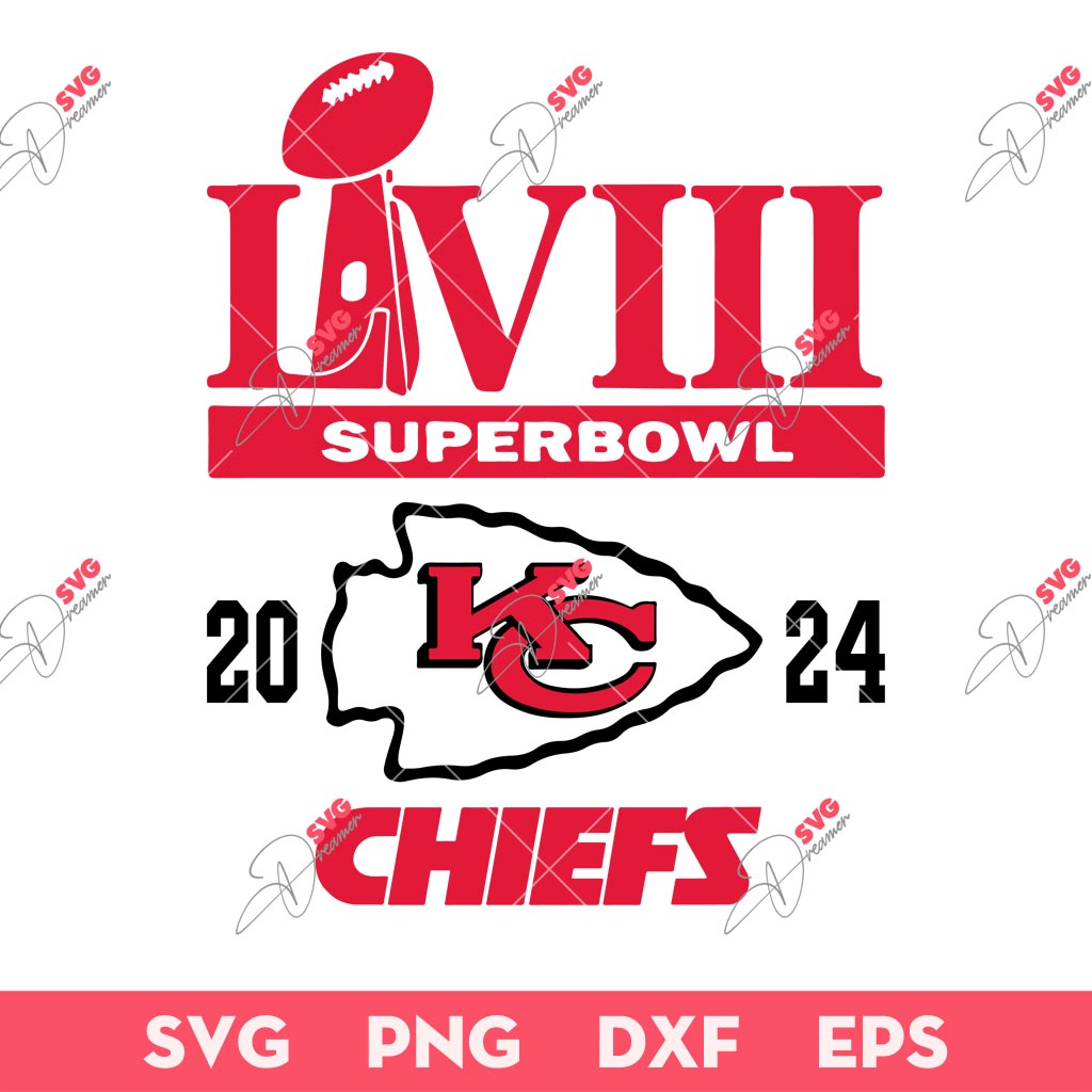 LVIII Super Bowl 2024 Kansas City Chiefs SVG, KC Chiefs Super Bowl Champions 2024 SVG, Kansas City Chiefs SVG