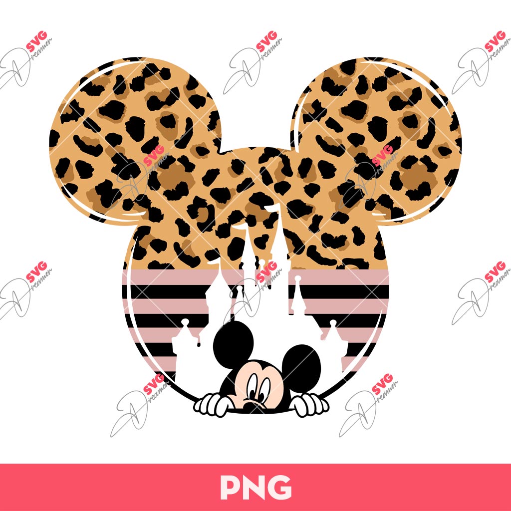 Leopard Mickey Mouse Head PNG, Leopard Disney Vacation PNG, Mickey Mouse Vacation Leopard PNG