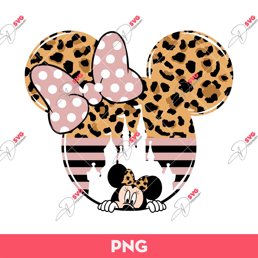 Leopard Minnie Mouse Head PNG, Minnie Mouse Vacation PNG, Disney Minnie Vacation PNG