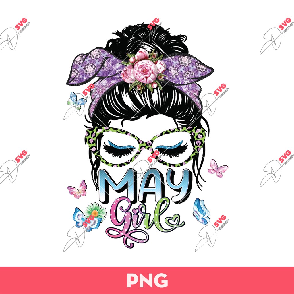 May Girl PNG, Messy Bun May Girl PNG