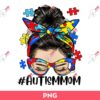 Messy Bun Autism Mom PNG, Mother Autism PNG, Autism PNG