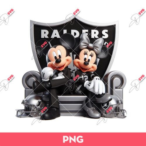 Mickey And Minnie LV Raiders Football PNG, Disney Las Vegas Raiders NFL Sport PNG