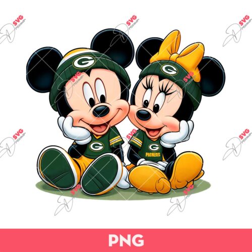 Mickey Minnie Green Bay Packers PNG, Disney Mouse Sport Fans PNG, Cute Mickey Minnie GB Packers Football PNG