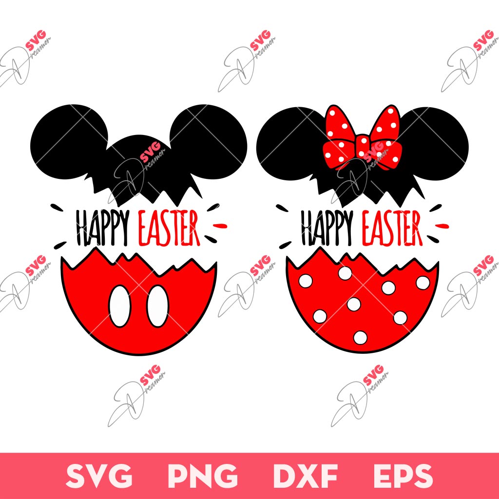 Mickey Minnie Happy Easter SVG, Disney Easter Egg SVG, Disney Mouse Happy Easter Egg SVG