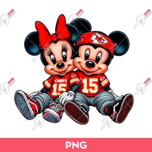 Mickey Minnie Mouse Kansas City Chiefs Fans PNG, Disney Mouse KC Chiefs Sport PNG, Mickey Minnie Chiefs PNG