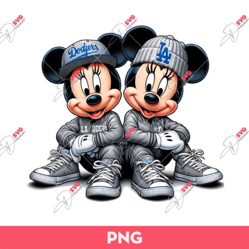 Minnie Mickey LA Dodgers Football PNG, Disney Mickey Minnie LA Dodgers Fans PNG, Cute Disney Mouse Sport PNG