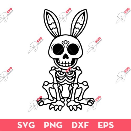 Skeleton Bunny Easter SVG, Easter Bunny Skull SVG, Easter SVG