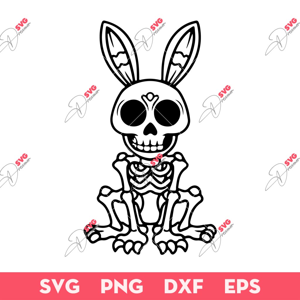 Skeleton Bunny Easter SVG, Easter Bunny Skull SVG, Easter SVG