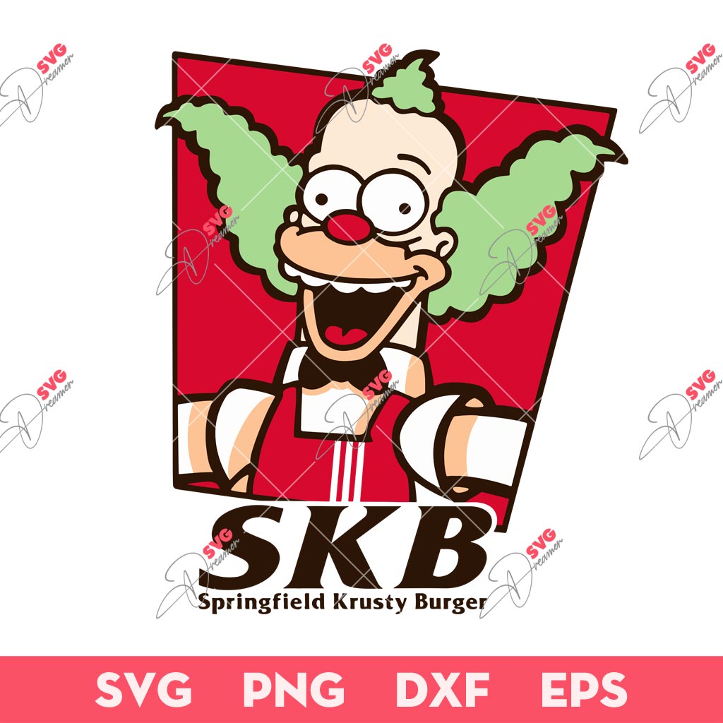 Springfield Krusty Burger SVG, Krusty The Clown Hamburger SVG, Krusty Burger SVG PNG EPS DXF