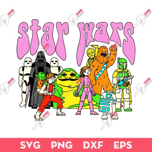 Star Wars Psychedelic Character Lineup Tapestry SVG, Star Wars SVG PNG EPS DXF