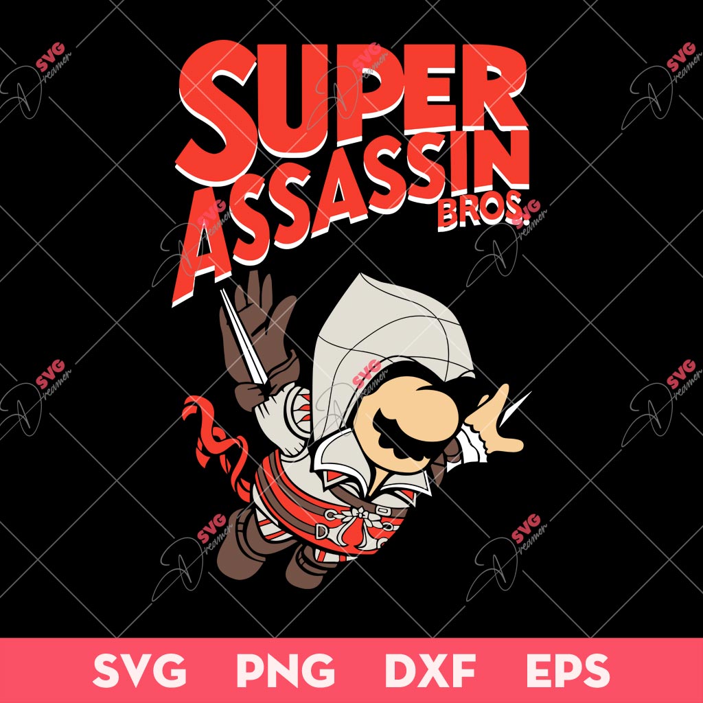 Super Assassin Bros SVG, Mario X Assassin's Creed SVG, Games SVG