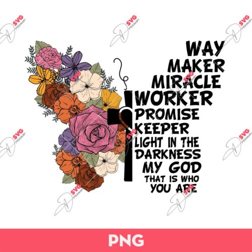 Way Maker Butterfly PNG, Easter Flower Butterfly PNG, Easter PNG