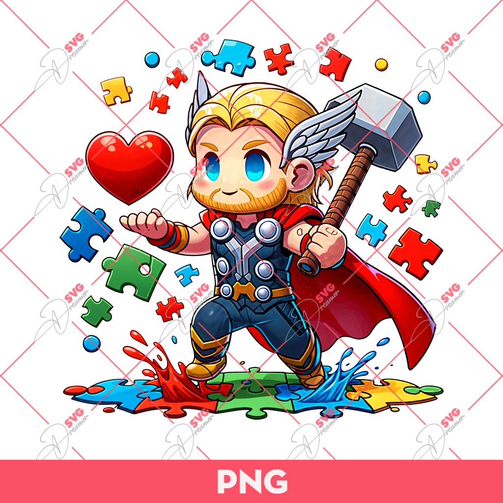 Autism Thor Superhero PNG, Autism Awareness PNG, Thor Autism PNG