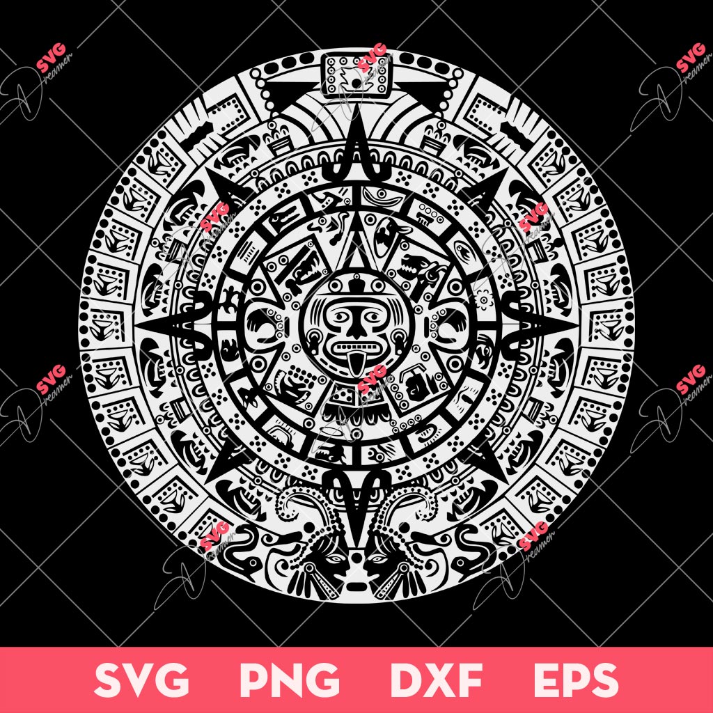 Aztec Calendar SVG, Aztec Calendar Vector SVG, Aztec Calendar Silhouette